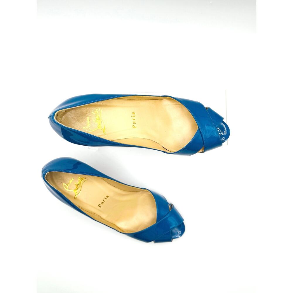 CHRISTIAN LOUBOUTIN  Classic Patent Blue Shelley 90 Pumps  size EU 36 - Picture 8 of 11